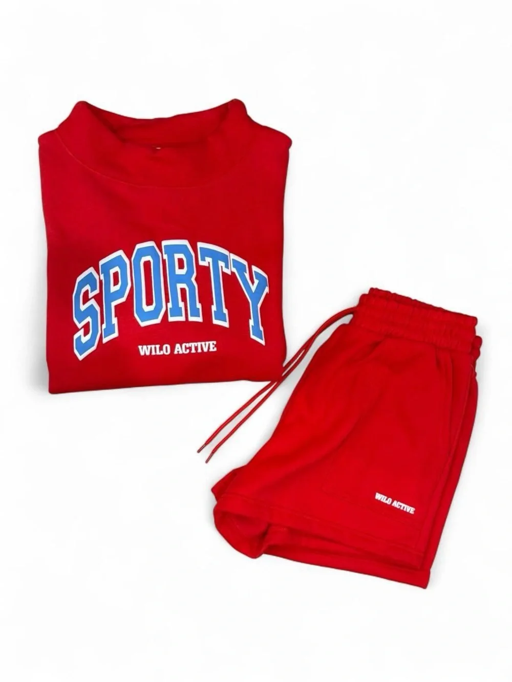 NWT Wilo The Label Sporty Sweatshirt & Shorts Set in Red, SZ S